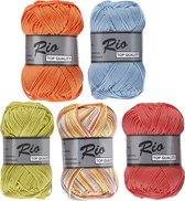 Rio katoen garen pakket - Vrolijke Maja top kleuren - 10 bollen van 50 gram - pendikte 3- 3,5 mm