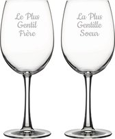 Rode wijnglas gegraveerd - 46cl - Le Plus Gentil Frère & La Plus Gentille Soeur