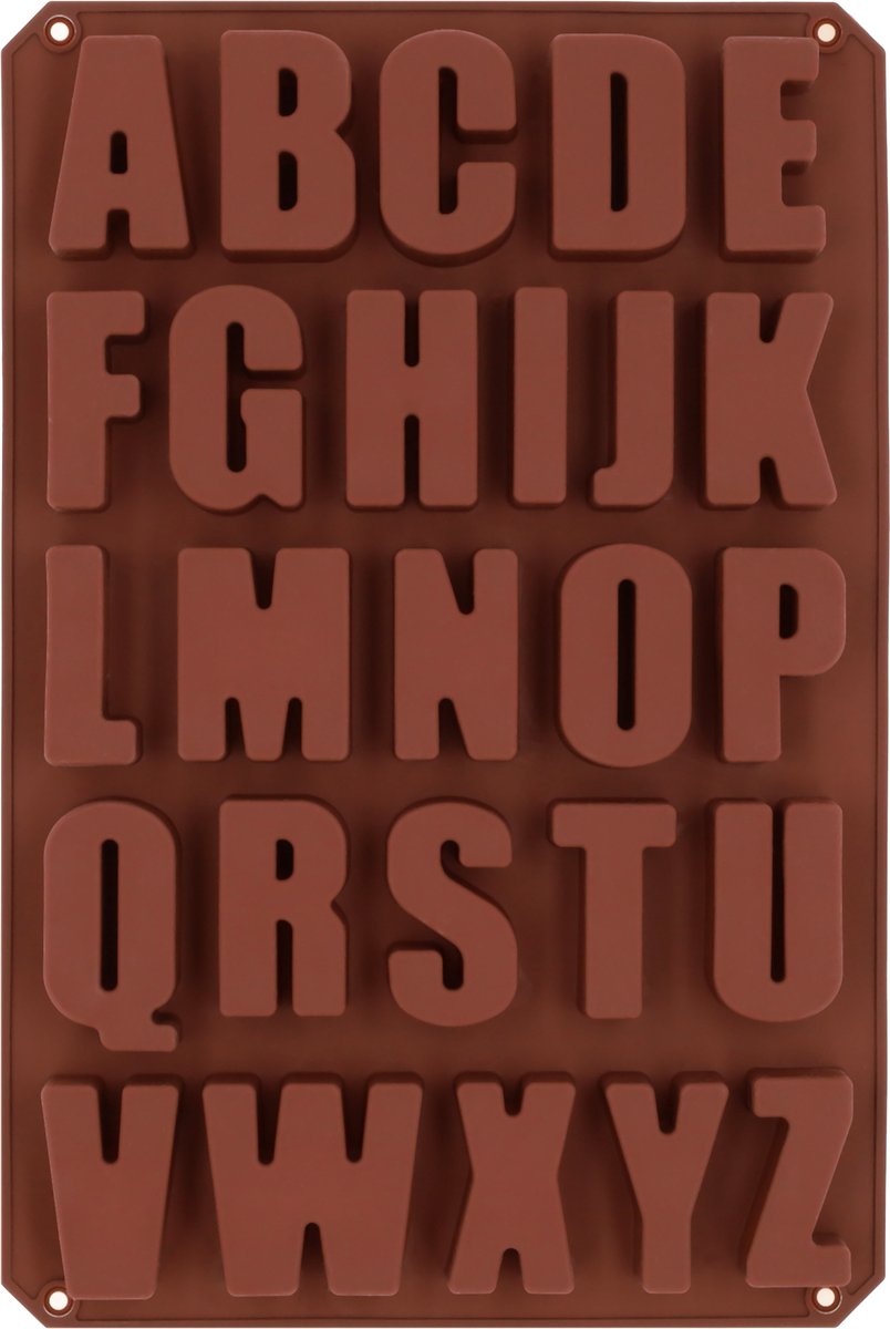 Krumble Siliconen bakvorm - Alfabet - Bakvormen - Bakspullen - Lettervorm - Chocoladevorm - Ijsblokjesvorm - Bonbonvorm - Bruin -33,5 x 22 x 2 cm