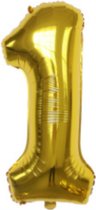 Ballon chiffre XL 1 - Goud - Décoration de fête - 81 cm