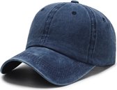 Casquette de baseball - denim lavé à la pierre - Blauw - réglable avec boucle - taille unique