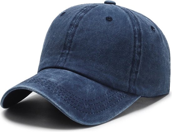 Baseballcap - Stonewashed Denim Pet - Blauw - verstelbaar met gesp - one size