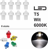 8x T5 1 LED B8.5d CANBus Led Lamp | Helder Wit | 400 Lumen | Type T59430-W | 6000k | 6500k | 400 Lumen | 12V | 1 COB | Verlichting | W3W W1.2W Led Auto-interieur Verlichting Dashboard Warming Indicator Wig | Autolampen | 8 | 6000 Kelvin | 6500