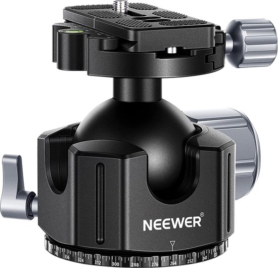 Neewer Camera Panoramic Panning Base with Style Plate, 3/8 Screw Aluminum Panorama Ball Tripod Head with Bubble Level for Tripod Monopod DSLR Cameras, Load Capacity 25 lbs
