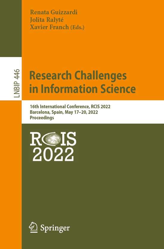 Lecture Notes in Business Information Processing446- Researc ... - cover