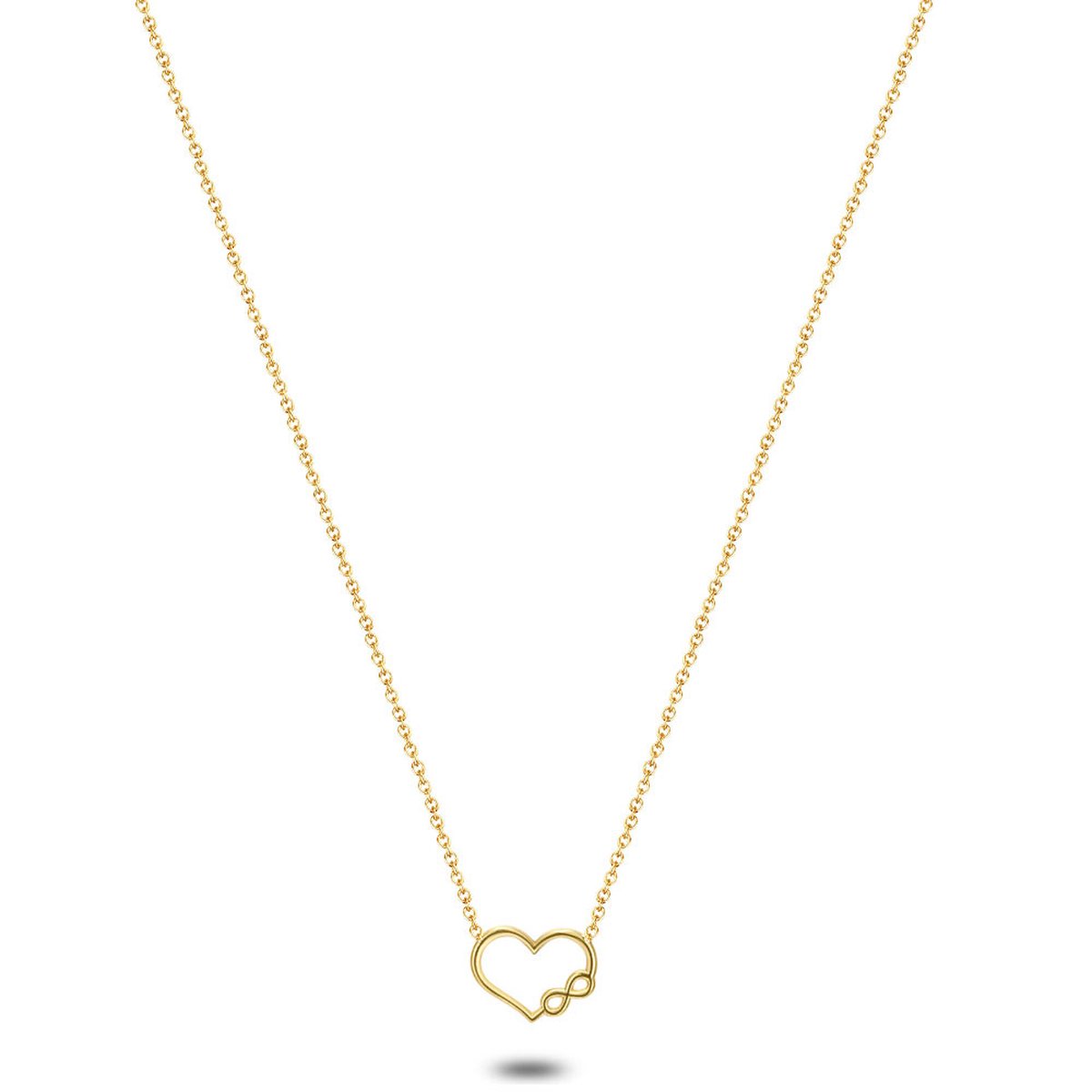 Twice As Nice Halsketting in 18kt verguld zilver, hart en infinity 40cm+5cm