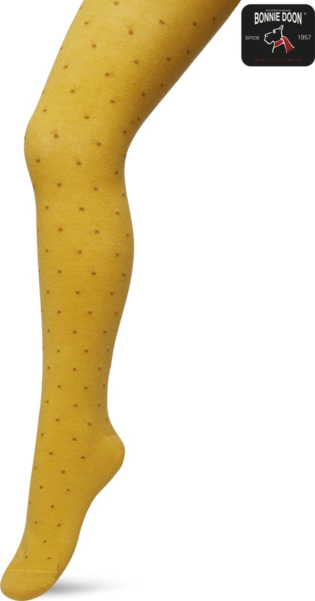 Bonnie Doon Bio Katoenen Maillot met Glitter Stipjes Meisjes Geel maat 116/134 S - Lurex Stippen - Biologisch Katoen - Uitstekend draagcomfort - Lurex Dots Tights - OEKO-TEX - Gladde Naden - Feestelijk - Sulphur - BP213903.368