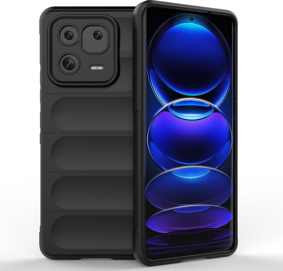 Mobigear Hoesje geschikt voor Xiaomi 13 Pro Telefoonhoesje Flexibel TPU | Mobigear Bumpy Backcover | 13 Pro Case | Back Cover - Zwart