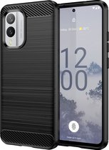 Mobigear Hoesje geschikt voor Nokia X30 Telefoonhoesje Flexibel TPU | Mobigear Brushed Slim Backcover | X30 Case | Back Cover - Zwart