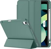 Mobiq Etui folio flexible iPad Air 2020 - Etui iPad Air 10,9 pouces - TriFolio - Siliconen - Smartcover - Bookcase - Apple Pencil Case - Zwart | Vert