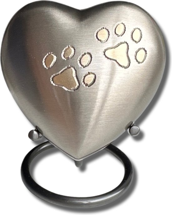 Dutch Duvall | mini urn hart dierenpoten zilver | zilveren mini urn | messing keepsake | Urn | mini urn | Crematie urn |
