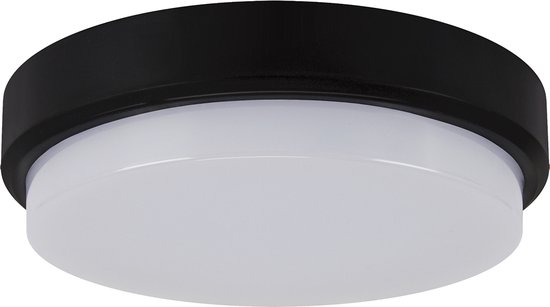 Led Buiten Plafondlamp - Geschit voor Binnen en Buiten opbouwlamp - 18w - 4000K Daglicht - 2235 Lumen - Rond - Zwart/Wit - 210 mm - IP65