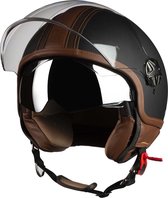 Cube supérieur Motocubo | casque jet avec double visière | noir mat - cuir marron | taille S | cyclomoteur, cyclomoteur, moto