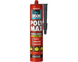 Foto: Bison poly max original express antraciet koker 425 g montagelijm afdifchtingskit lijmen monteren afdichten overschilderbaar vullend krimpvrij temperatuurbestendig van 40 c tot 100 c