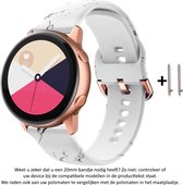 Wit marmer print Siliconen Bandje voor bepaalde 20mm smartwatches van verschillende bekende merken (zie lijst met compatibele modellen in producttekst) - Maat: zie foto – 20 mm rubber smartwatch strap - Steen - Marble