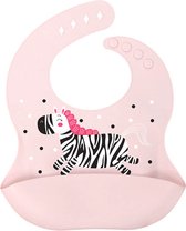 Baby Berliée - Siliconen Baby Slabbetje met Opvangbakje - Slabber voor Baby en Peuter - Roze - Zebra
