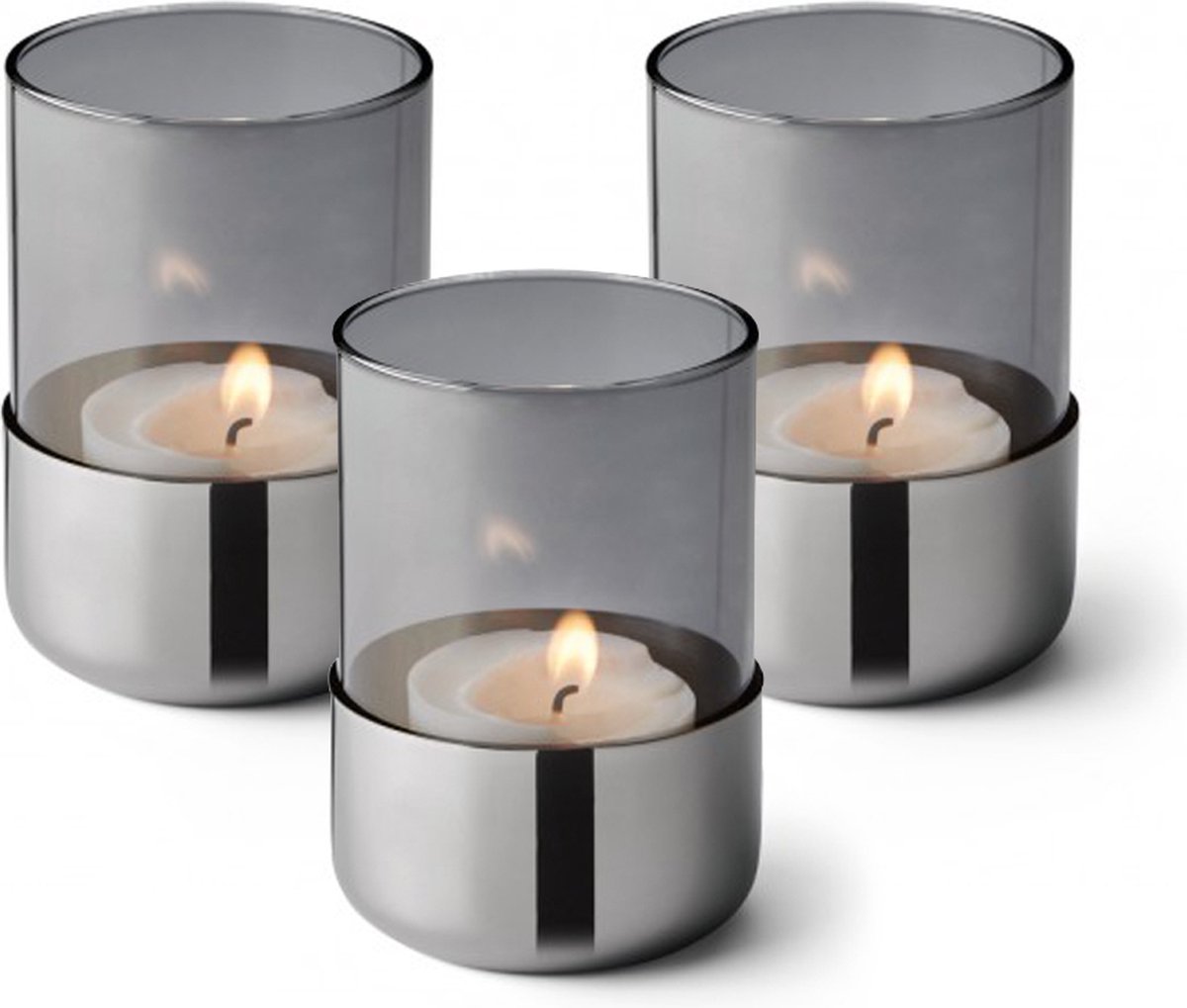 Philippi Set Corry theelichthouders 3 stuks - Waxinelichthouders - Inox - Modern
