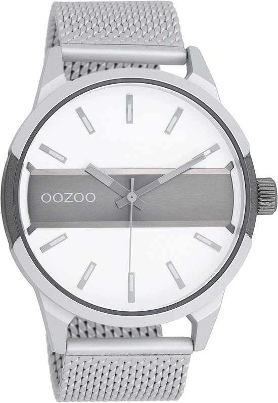 OOZOO Timepieces - Montre en argent/titane avec bracelet en maille de métal argenté - C11105