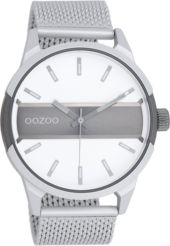 Foto: Oozoo timepieces zilverkleurig titanium horloge met zilverkleurige metalen mesh armband c11105