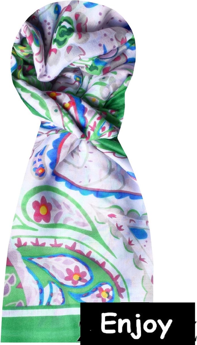 Sjaal -groen - langwerpige sjaal - modieuze kleurtjes -natuurlijke materialen
