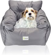 Doxie® Autostoel Hond – Hondenmand – 2 in 1 – 50 x 40 cm – Wasbaar – Antislip – Waterbestendig – Incl. Autogordel – Maat S – Donkergrijs