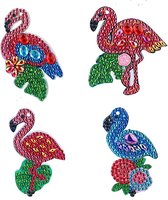 Diamond Painting Sleutelhanger - Dubbelzijdig - Dieren - Flamingo - 4 x sleutelhanger - Volwassenen - Hobby - Kinderen - volledig pakket - Kinderfeestje - Zelf sleutelhanger maken - Hanger voor aan je tas