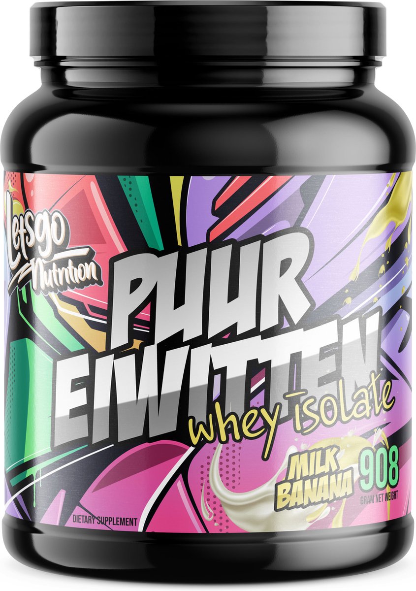 Letsgo Nutrition PUUR EIWITTEN - Whey Isolate Protein – Goedkope Eiwitshake - Eiwitpoeder - Banaan - 908 gram