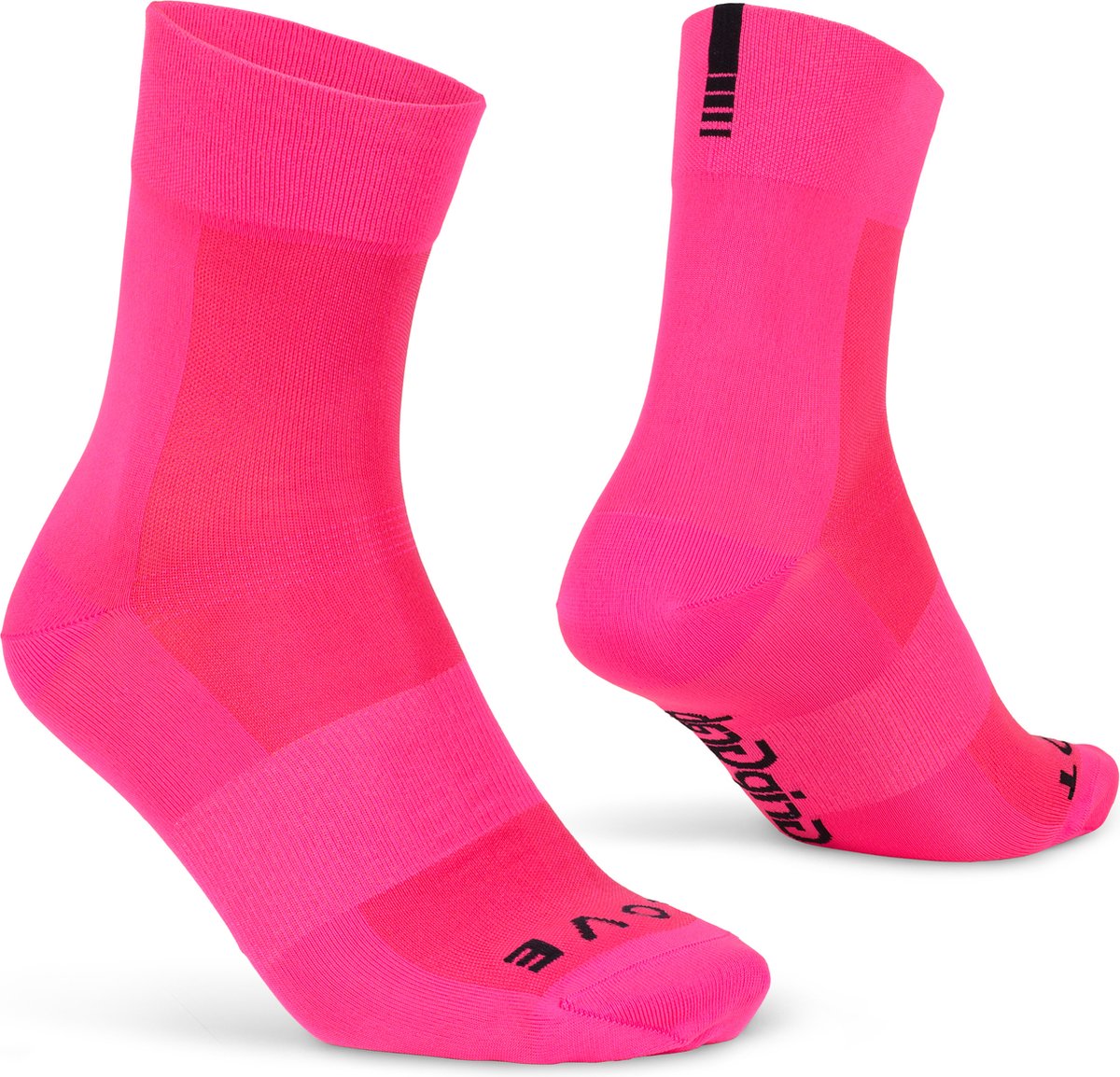 GripGrab - Lightweight SL Performance Zomer Fietssokken 1 Paar Coolmax Wielersport Sokken Regular Cut - Roze Hi-Vis - Unisex - Maat M (41-44)