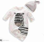 Newborn - Romper Met Zebra Print - Met Muts - Jongens _ Babykleding - Kraamcadeau - Giftset