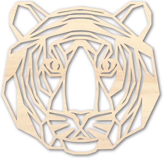 Houten Dierenkop - Tijger - Klein, Populieren triplex
