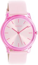 OOZOO Timepieces - Montre rose avec bracelet en cuir rose tendre - C11138