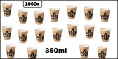 1000x Mega beker koffie karton A Hot Cup 350ml - OP=OP -Koffie thee chocomel soep drank water beker karton