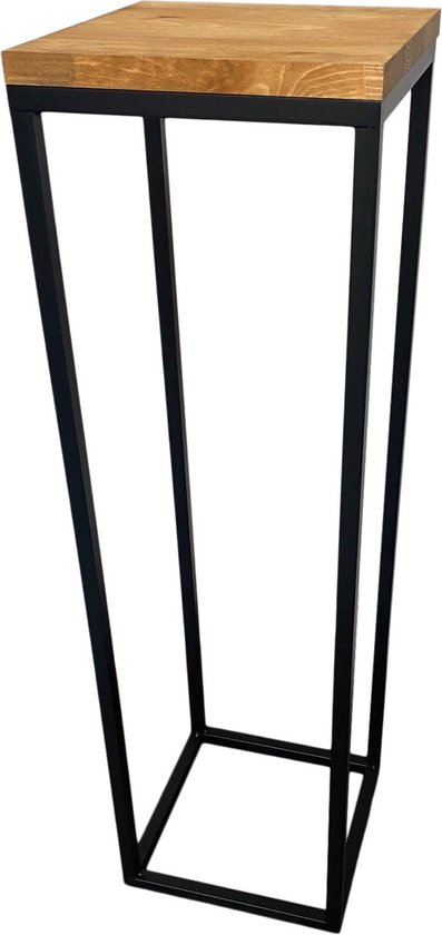 In & Out Deco plantentafel metaal zwart met houten bovenblad 80 cm (lxbxh)