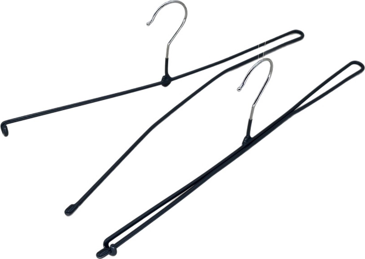 TopHangers [Set van 10] - broekspeld 42cm / klemhangers / kledinghangers / metalen broekhangers met zachte antraciet anti-slip coating