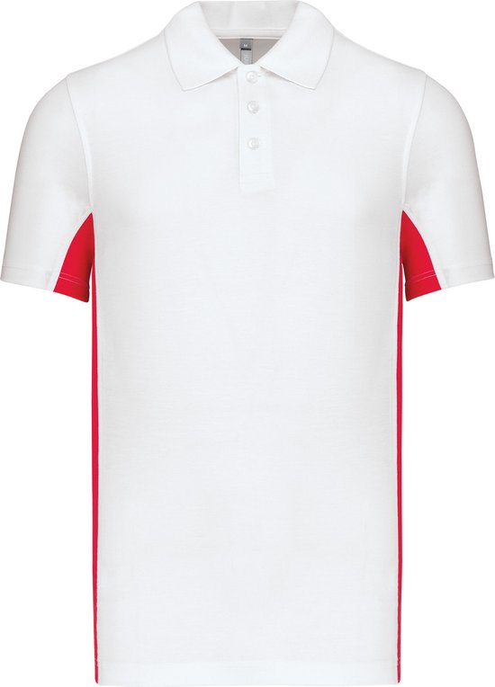 Heren 'Two-Tone' Polo Kariban Collectie maat S Wit/Rood