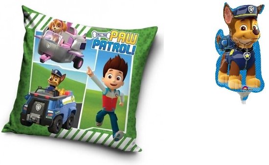 Paw Patrol - Kussen - Sierkussen - Gevuld - 40x40cm - ritssluiting - Folie ballon