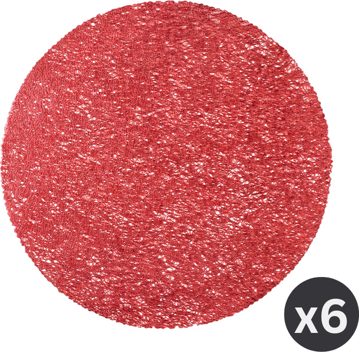 Placemat SPAGHETTI rond, SET/6, dia 40cm, rood