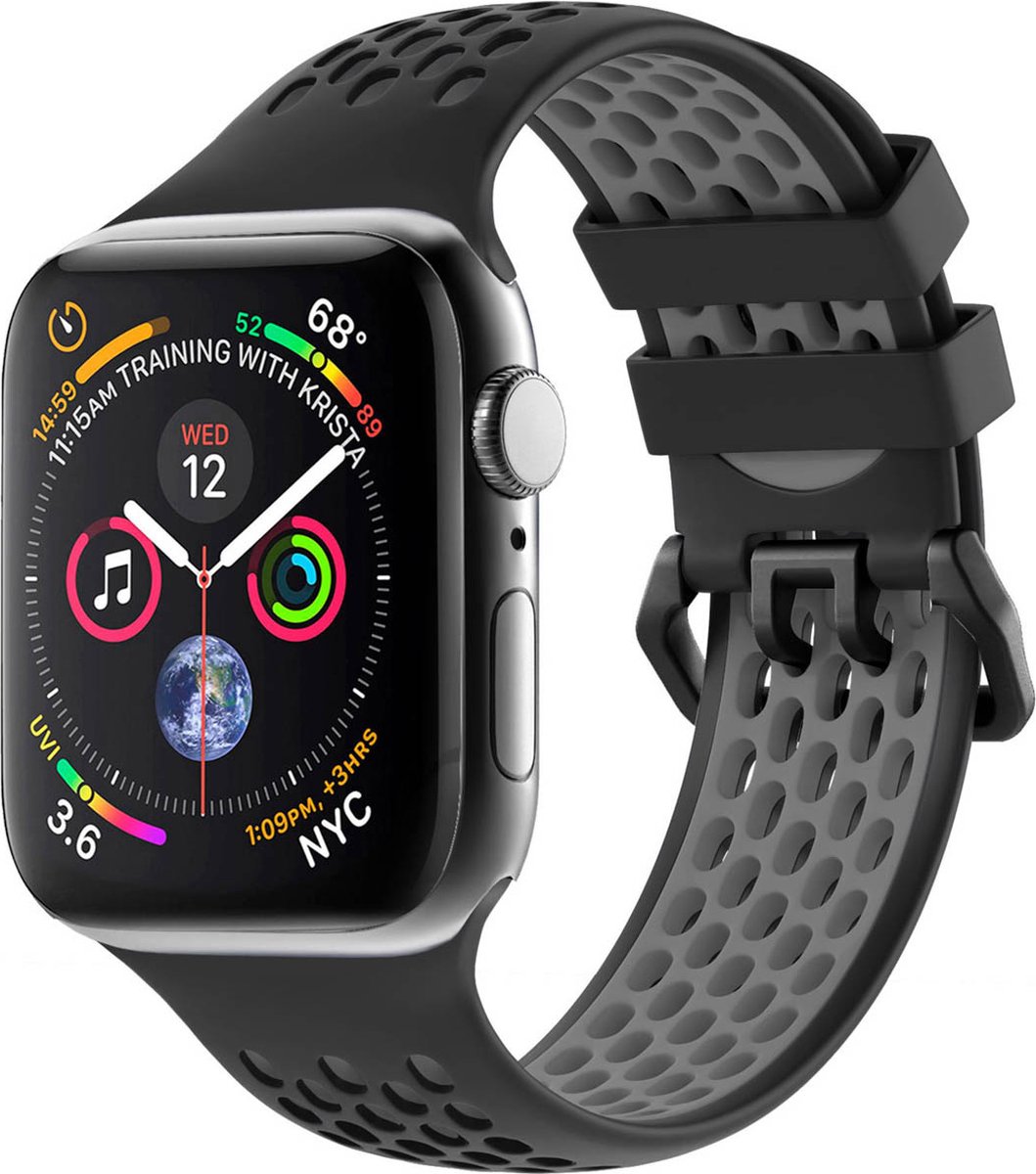 iMoshion Bandje Geschikt voor Apple Watch Bandje Series 1 / 2 / 3 / 4 / 5 / 6 / 7 / 8 / 9 / SE - 38 / 40 / 41 mm - iMoshion Sport band buckle - Zwart