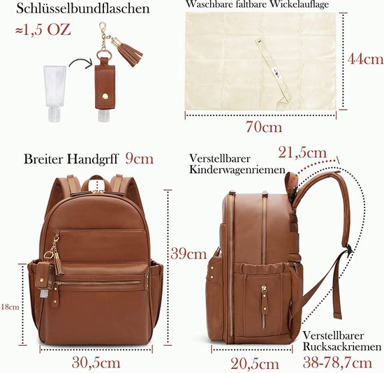 FARYODI Luiertas voor baby's, multifunctionele luiertas voor moeders