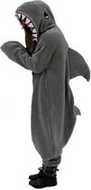 KIMU Onesie Shark Kids Suit Grey Costume Fish - Size 128-134 - Shark Suit Jumpsuit Pyjamas Festival