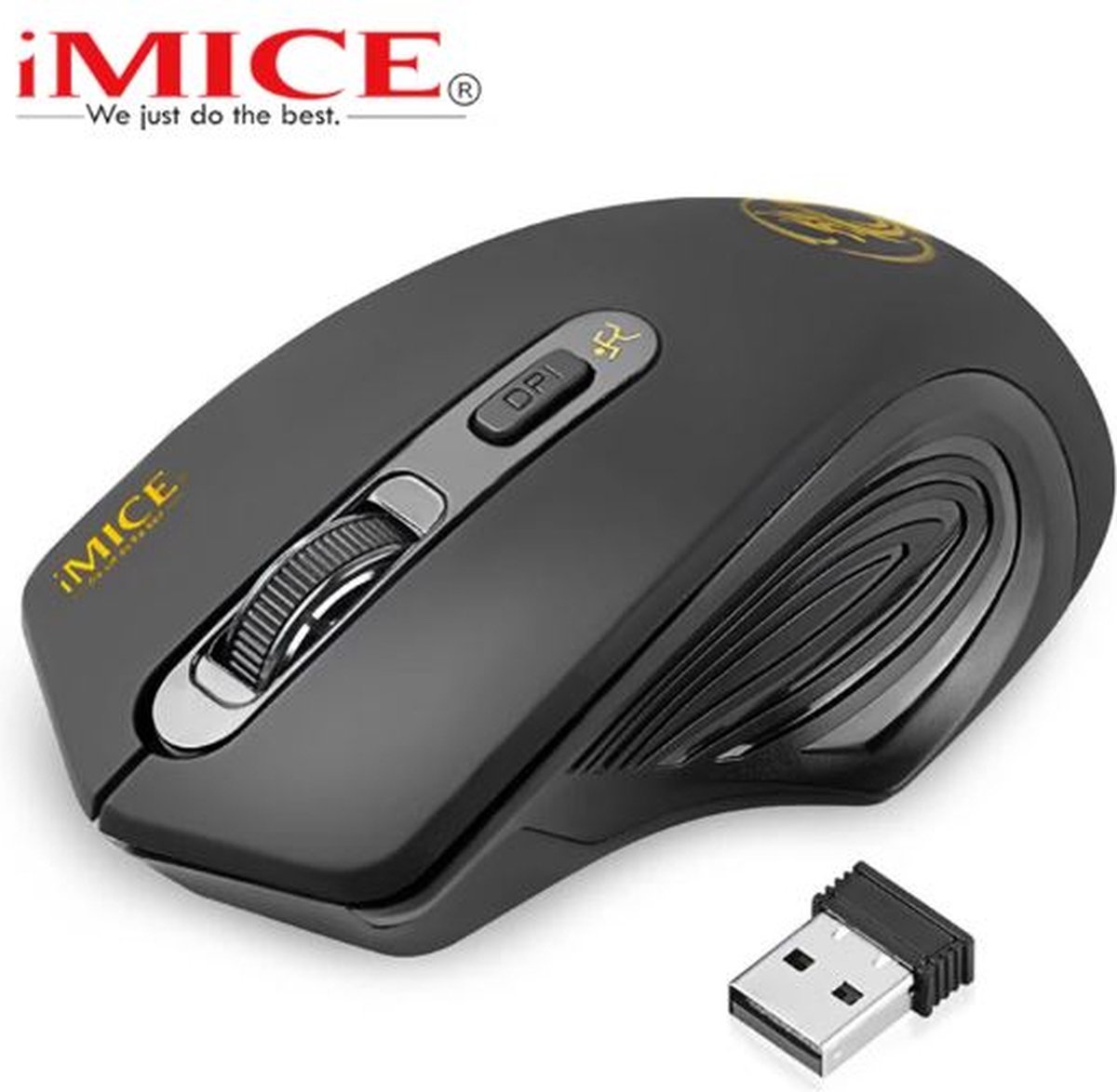iMice - Draadloze Muis - Stil - Geluidloos - USB - Silent - Draadloze Muis Laptop - DPI Aanpasbaar - Zwart