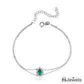 OZ Jewels Zilveren Zirkonium Armband met Synthetische Ovale Smaragd - Accessoires - Liefdessieraden - - Valentijnsdag - Cadeau - Moederdag - Love Armband - In mooie geschenkverpakking