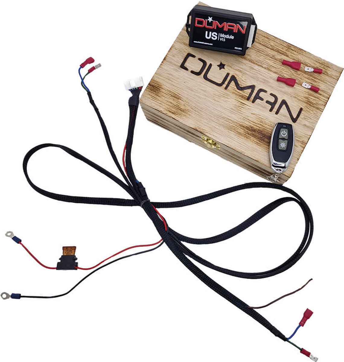 DUMAN US-Module - V1.5 - Premium Deluxe - met afstandsbediening - SnakeSkin Cable Wrap - Set Knipperlicht USA Module / USA-Lights / Side Markers / Running Lights / Daytime Running Lights (DRL) Module incl. Kabelset & Handleiding