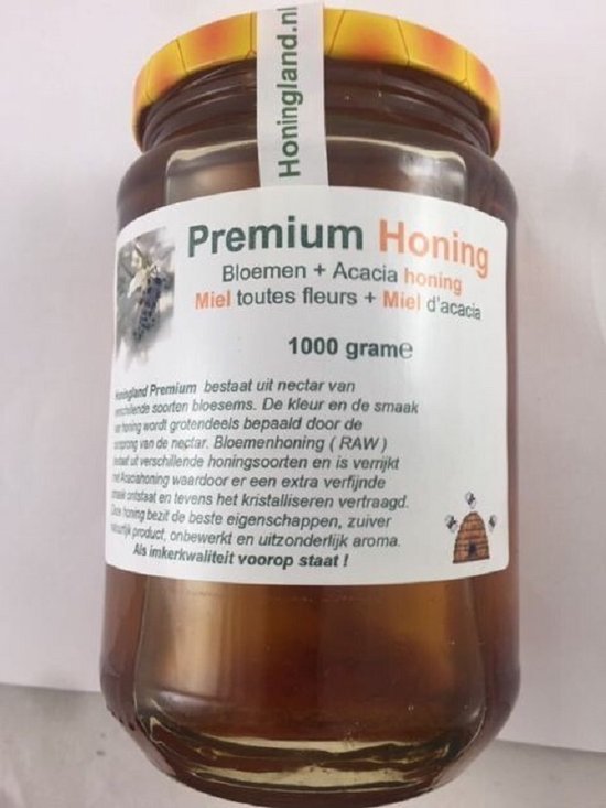 Honingland Premium Bloemen Acacia Honing 1000 Gram Bol
