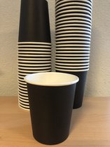 Tasse à café double paroi 8 oz 237 ml Zwart + couvercles noirs - 100 pièces - Gobelets en papier jetables - Gobelets pour boissons - Respectueux de l'environnement