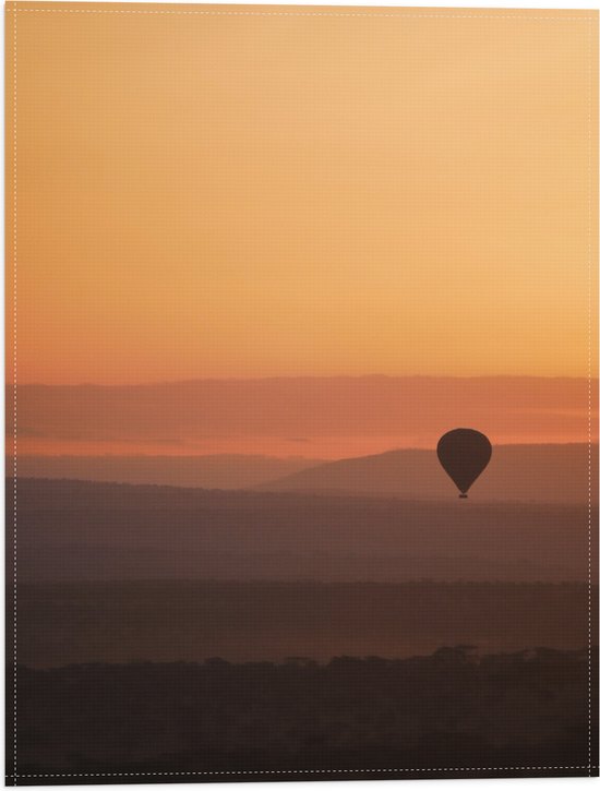 Vlag - Luchtballon in de Lucht tijdens Zonsopkomst - 30x40 cm Foto op Polyester Vlag