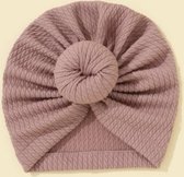 Bonnet Bébé - Turban - Bonnet bébé vieux rose - bonnet bébé avec Donut - Headwrap - Bonnet turban doux vieux rose foncé