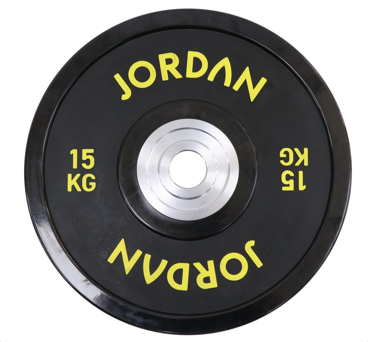 15kg Urethane Competition Plate - Black with Yellow text