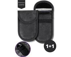 Inside Safe RFID Beschermhoes Autosleutel - Keyless Entry Beschermhoes - Autosleutel RFID antidiefstal - Faraday Bag - Leer - Zwart