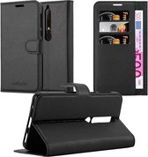 Cadorabo Hoesje voor Nokia 6.1 in PHANTOM ZWART - Beschermhoes met magnetische sluiting, standfunctie en kaartvakje Book Case Cover Etui